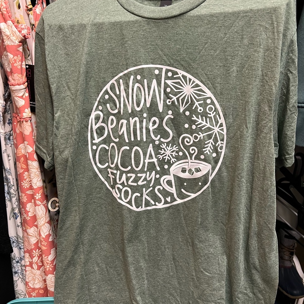 Green Graphic Tee with Winter Design